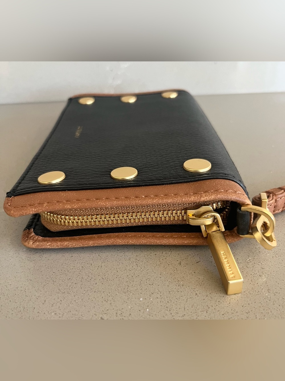 Hammitt Bryant Contrast Trim Continental Wristlet Wallet North End Brushed Gold - Picture 8 of 13